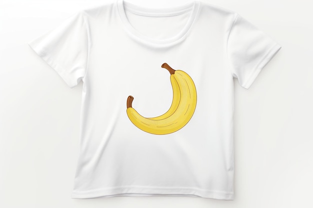 Weißes T-Shirt mit Banane, isoliert auf weißem Hintergrund