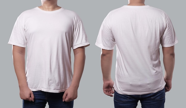 Weißes T-Shirt-Mock vorne und hinten Ansicht Shirt-Design-Copy-Space-Vorlage