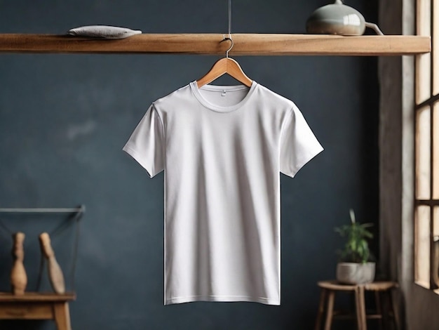 Weißes T-Shirt-Mockup auf dem Aufhänger