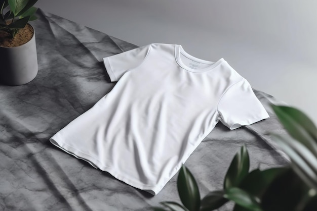Weißes T-Shirt-Modell auf grauem Hintergrund Generative KI