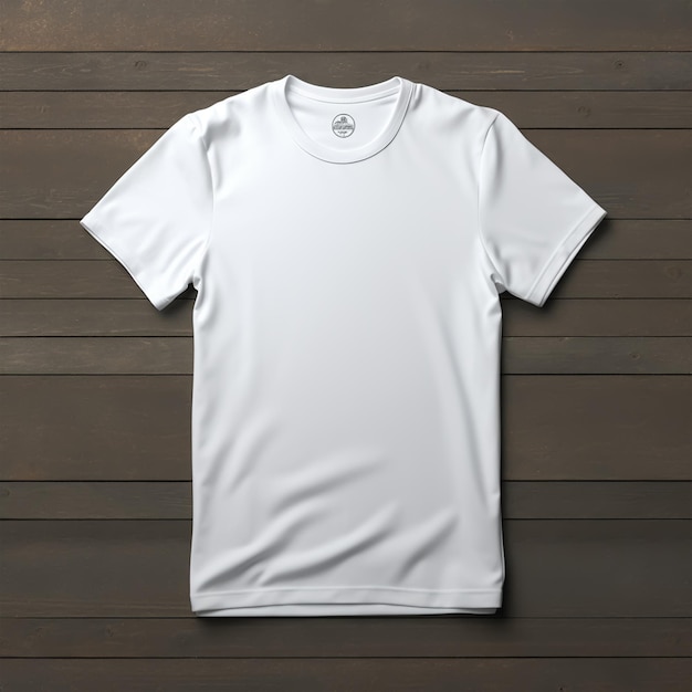 Weißes T-Shirt-Modell auf Holzhintergrund