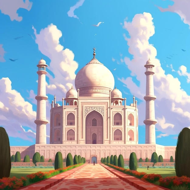 Weißes Taj Mahal mit blauem Himmel