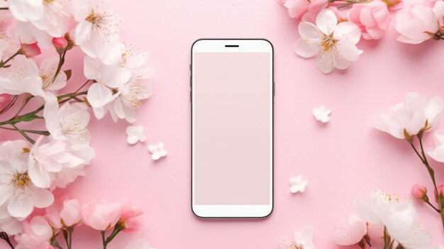 Weißes Telefon auf rosa Oberfläche