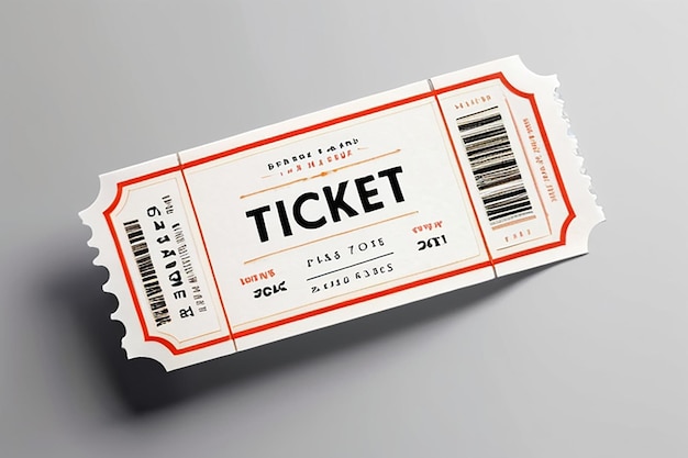 Weißes Ticket, isoliert mit Papiertextur für Mockups