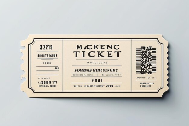 Weißes Ticket, isoliert mit Papiertextur für Mockups