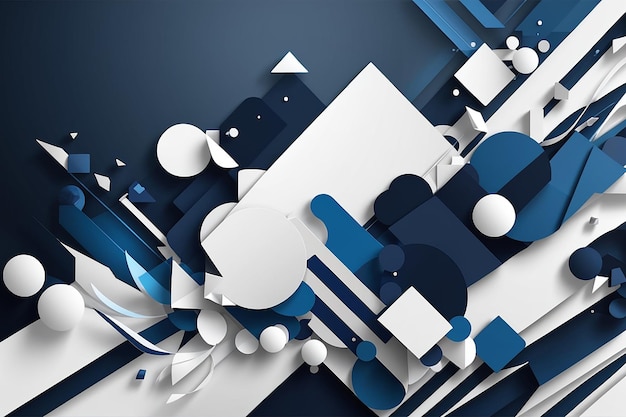 Weißes und blaues modernes abstraktes breites Banner mit geometrischen Formen Dunkelblauer und weißer abstrakter Hintergrund Vektorillustration