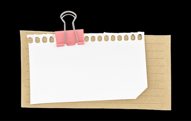 Weißes und braunes Craftpapier mit rosa Bindeklemme