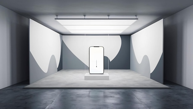 Weißes und grau gradientes Wandbanner leeres Studiozimmer und Innenraum für das gegenwärtige Produkt
