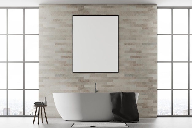 Foto weißes und ziegelstein badezimmer poster