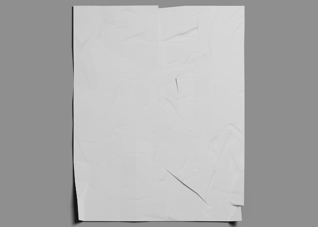 Foto weißes zerknittertes papier auf grauem hintergrund
