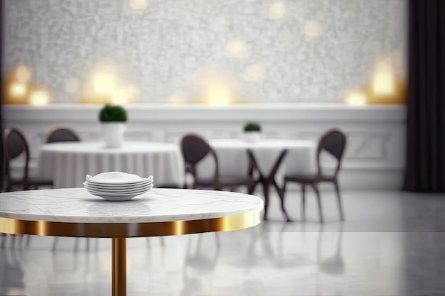 Weißgold-Küchenarbeitsplatte auf verschwommenem Hintergrund Luxus-Tischmodell Generative KI-Illustration