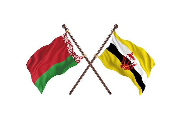 Weißrussland gegen Brunei zwei Länderflaggen Hintergrund