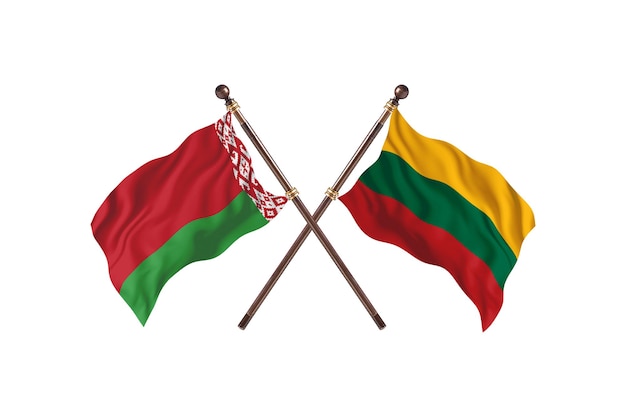 Weißrussland gegen Litauen zwei Länderflaggen Hintergrund