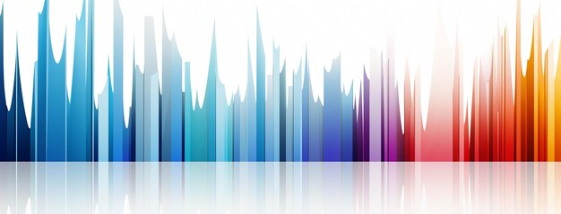 Weite horizontale mehrfarbige rhythmische Musikwellenpfeiler und Equalizer-Effekt weißes Hintergrundbanner