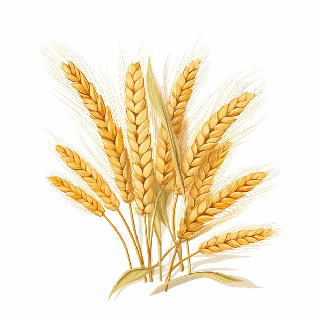 Weizen-Korn-Flach-Bild auf weißem Hintergrund