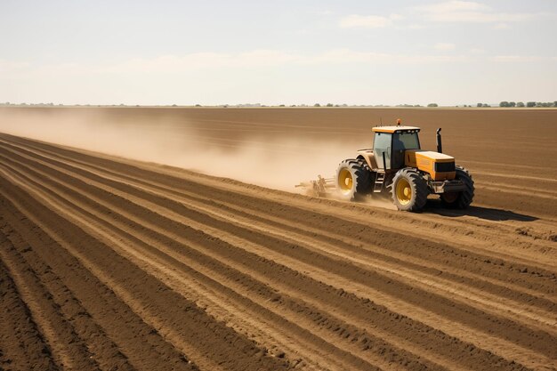 Weizenbauern fahren mit einem Traktor über endlose goldene Felder Generative KI