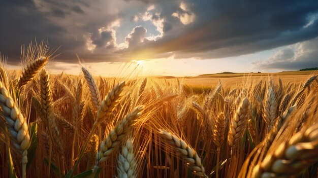 Weizenfeld unter bewölktem Himmel