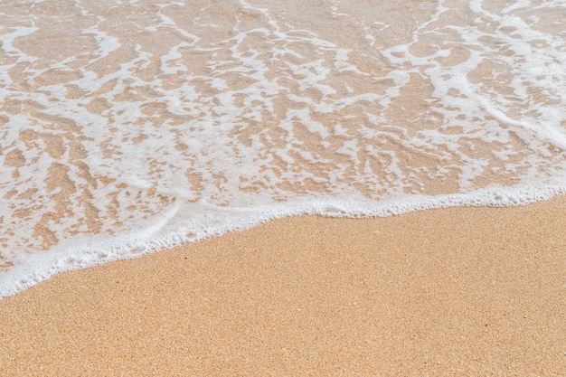 Welle des Meeres auf dem sandigen Strand nackground