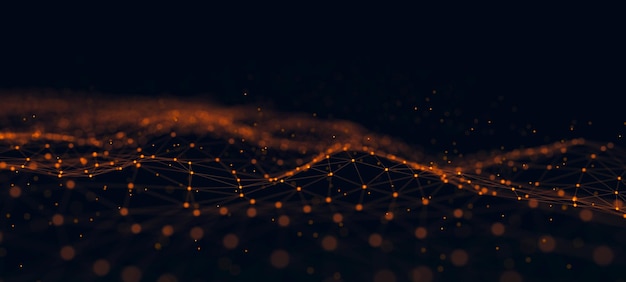 Welle mit Verflechtung von Punkten und Linien Struktur der Netzwerkverbindung Abstrakter Technologiehintergrund