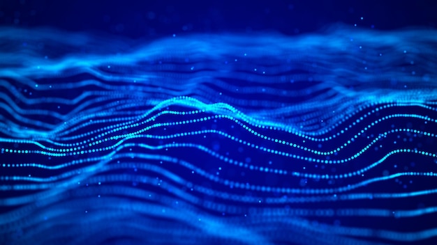 Welle von Teilchen Abstrakter Hintergrund mit einer dynamischen Welle Big Data Vektor-Illustration