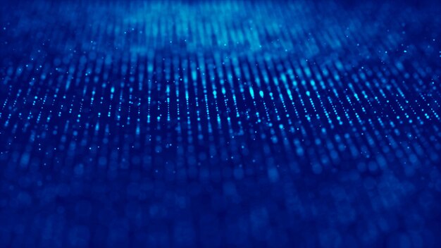 Welle von Teilchen Futuristische blaue Punkte Hintergrund mit einer dynamischen Welle Big Data