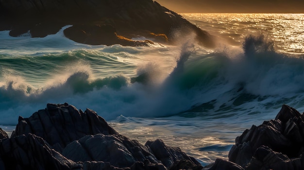 Wellen an der Küste von Neuseeland