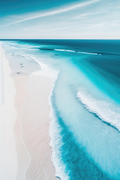 Wellen an einem weißen tropischen Sandstrand