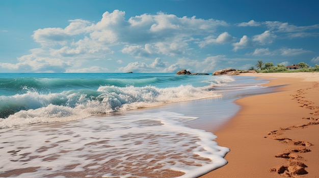 Wellen, die auf einen tropischen Strand stürzen