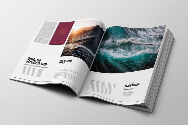 Foto wellen-textur-magazin-seiten-mockup