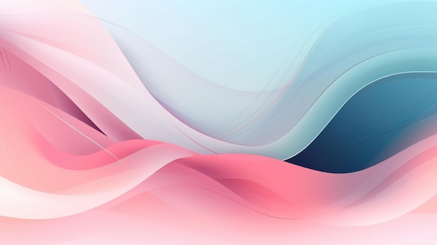 Wellenartiger abstrakter blau-rosa Hintergrund glatte Gradientlinien Generative KI-Illustration