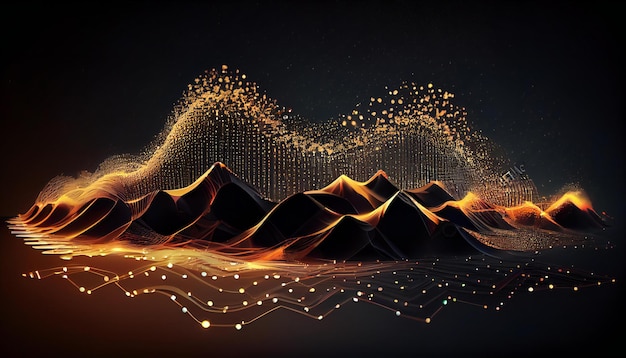 Wellenmuster glatte Kurve fließende Dynamische Licht für Konzept der Technologie digitale Kommunikation und Wissenschaft Ai generative