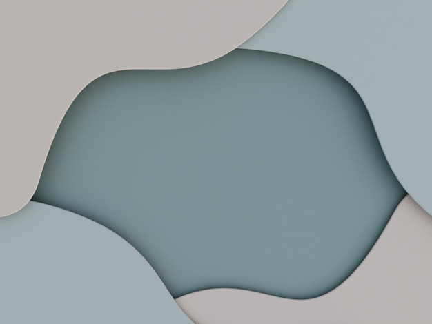 Wellige Form minimalistischer abstrakter Hintergrund im Papierschnittstil mit Papierstruktur für Präsentation 3D-Rendering