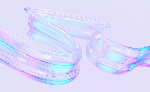 Wellige Glasform auf hellem Hintergrund, 3D-Darstellung