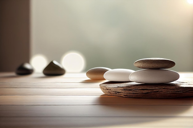 Wellness-Spa mit Zen-Stein auf weißem Raum Generieren Sie ai