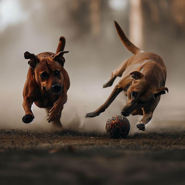 Welpen, der mit Ball spielt