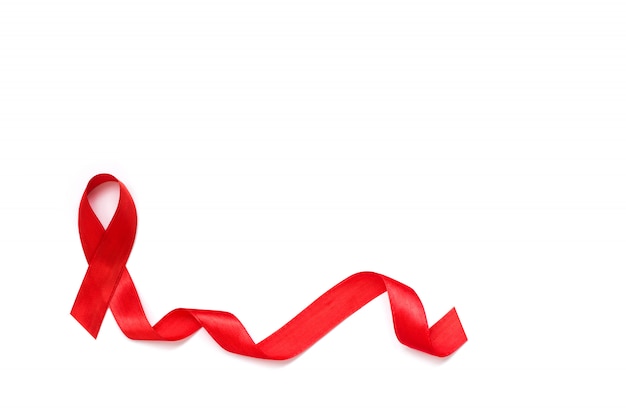 Welt-AIDS-Tag. Rotes Band auf weißem Hintergrund