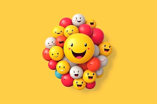 Welt-Emoji-Tag Ein gelber Hintergrund mit einem lächelnden Gesicht und ein gelber Hintergrund mit einem Smiley