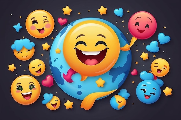 Welt-Emoji-Tag-Konzept-Illustration