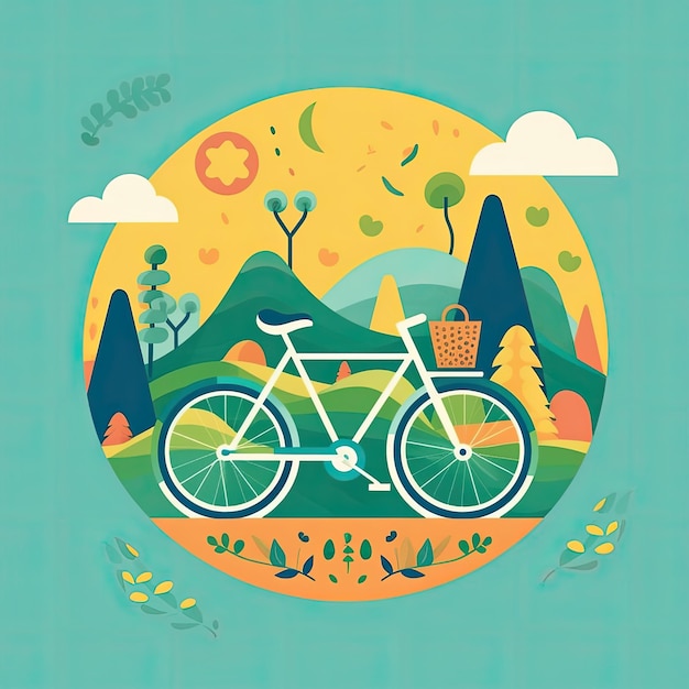 Foto welt-fahrradtag handgezeichneter flacher illustration konzept-illustration flache vektorkunst flache ikonen ki generiert