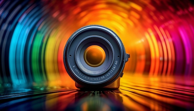 Weltfototag-Objektivkonzept über Fotografie Kamera mit kreativem Hintergrund