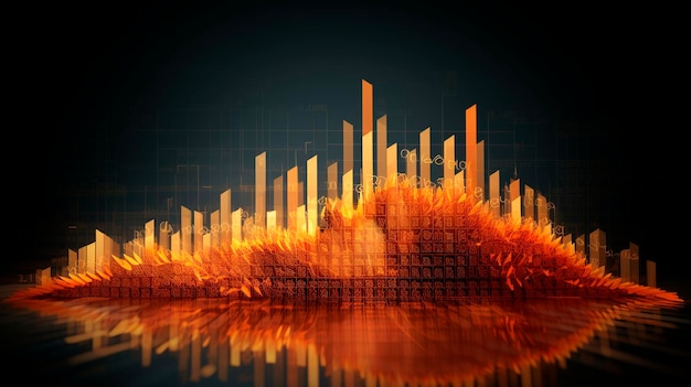 Weltgeschäftsdiagramm oder Börsendiagramm im grafischen Konzept, geeignet für Finanzinvestitionen mit generativer KI