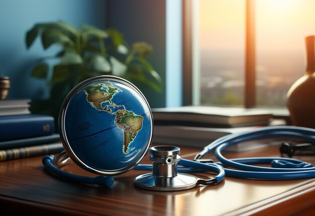 Weltgesundheitstag realistisches Bild mit einem Globus