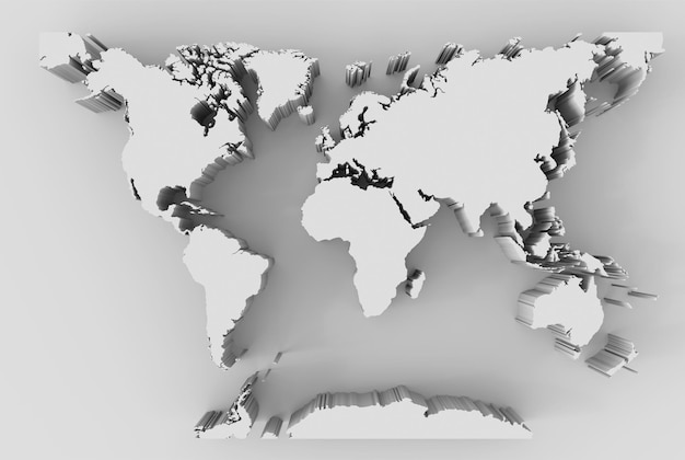 Weltkarte 3D-Darstellung