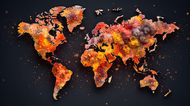 Weltkarte Armageddon-Explosionen Hintergrund Generative KI