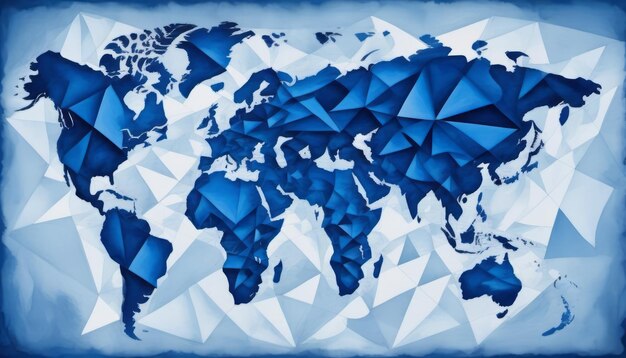 Weltkarte aus blauen Dreiecken