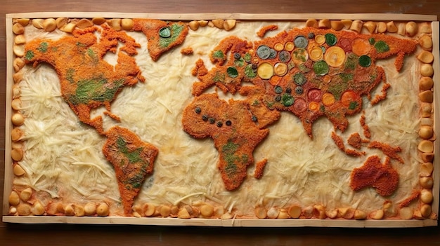 Weltkarte Pizzahintergrund Generative KI