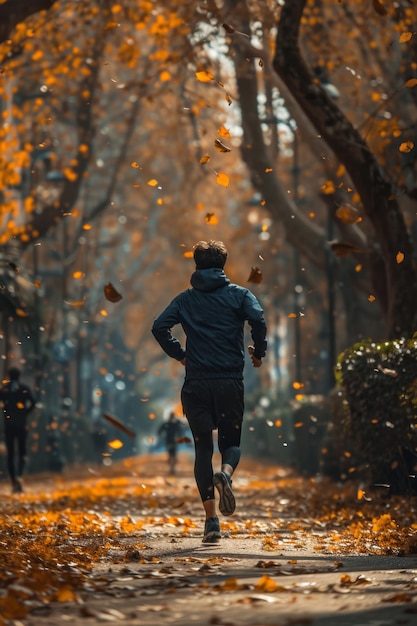 Foto weltlauftag ein läufer im park