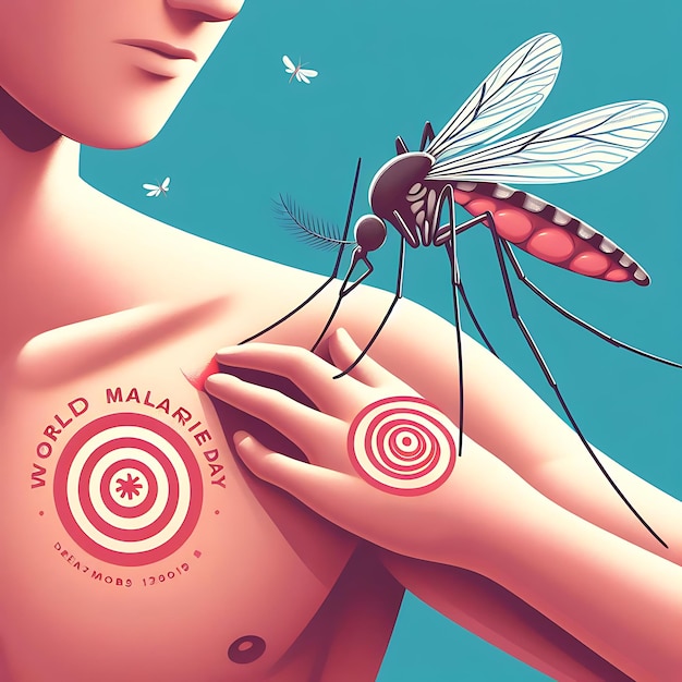 Weltmalaria-Tag - ein Poster für eine Frau mit einer Fliege, auf der Tempura steht