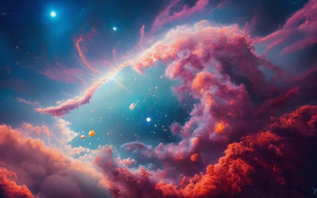 Weltraum-Galaxie-Sterne Farbige Tapeten Hintergrund Abstrakte digitale Kunst-Illustration
