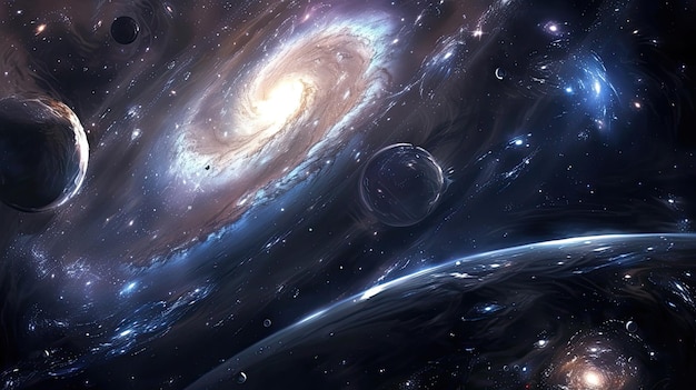 Weltraum-Hintergrund mit Galaxie Kosmische himmlische Sterne Nebel interstellare Astronomie Universum ätherisch Erzeugt von KI